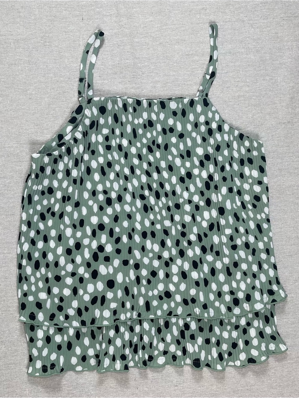 Ann Taylor | Green Dalmation Print Pleated Tank | Small
